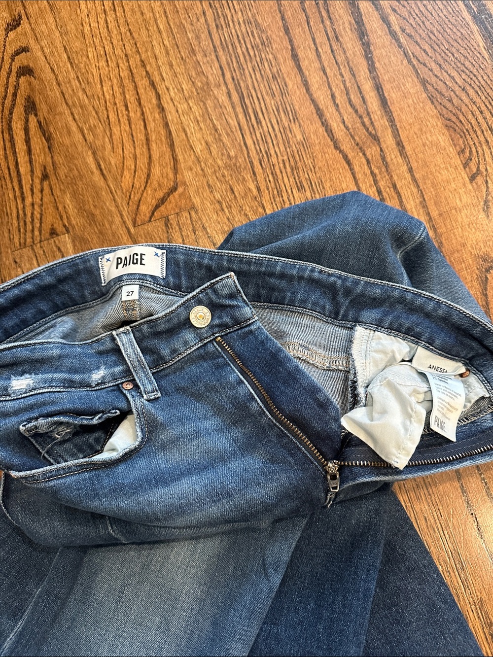 Paige Anessa Wide Leg Jeans – Emotion Distressed -Size 27 - Picture 2 of 5